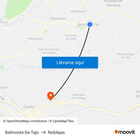 Belmonte De Tajo to Noblejas map