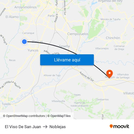 El Viso De San Juan to Noblejas map