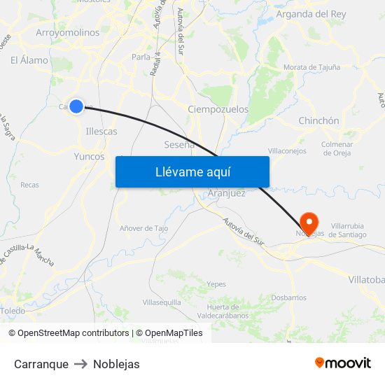Carranque to Noblejas map