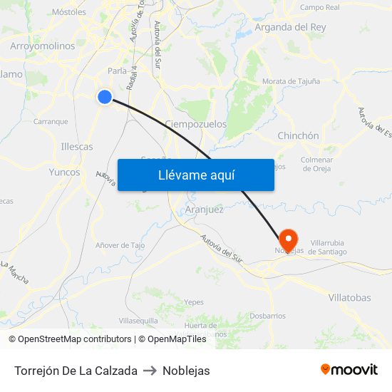 Torrejón De La Calzada to Noblejas map