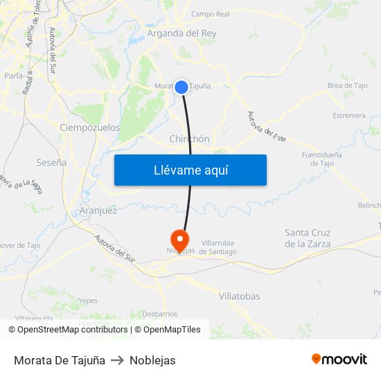 Morata De Tajuña to Noblejas map