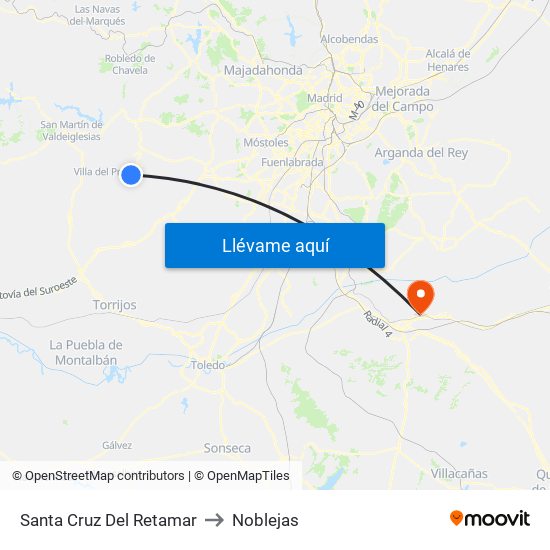 Santa Cruz Del Retamar to Noblejas map