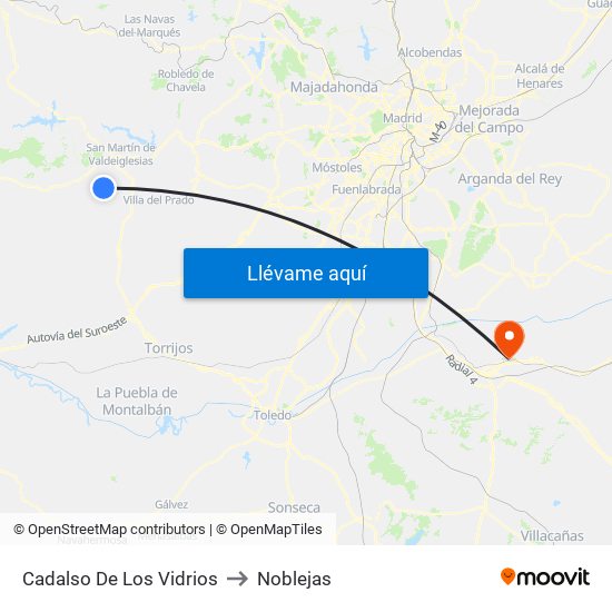 Cadalso De Los Vidrios to Noblejas map