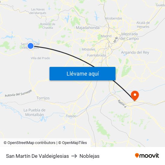 San Martín De Valdeiglesias to Noblejas map