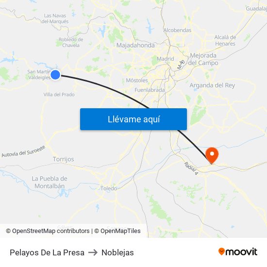 Pelayos De La Presa to Noblejas map