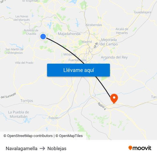 Navalagamella to Noblejas map