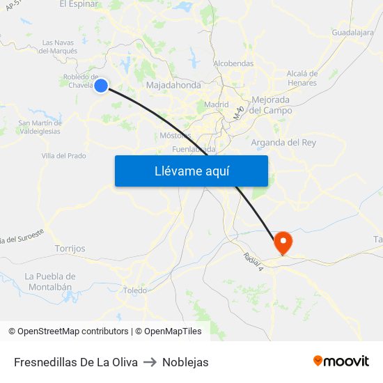 Fresnedillas De La Oliva to Noblejas map