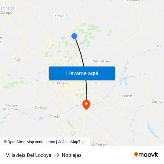 Villavieja Del Lozoya to Noblejas map