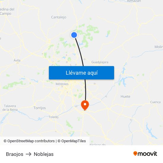 Braojos to Noblejas map