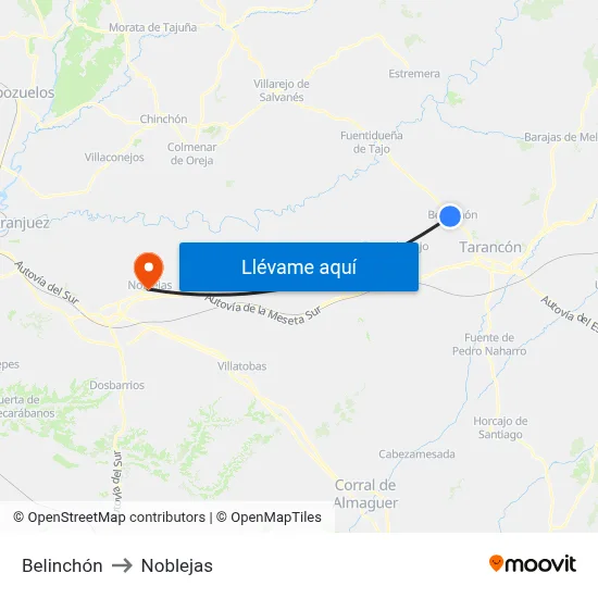 Belinchón to Noblejas map