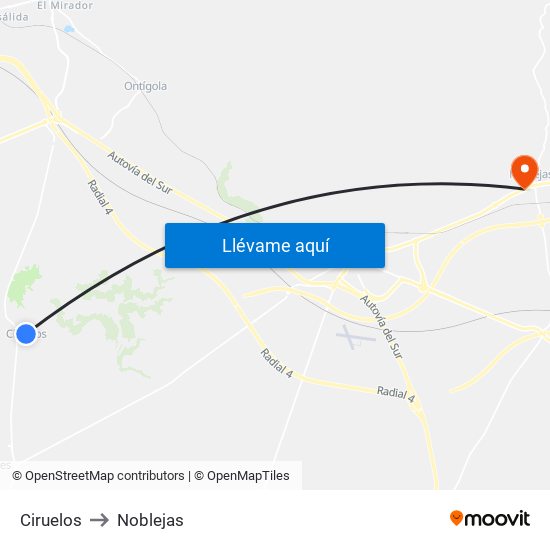Ciruelos to Noblejas map