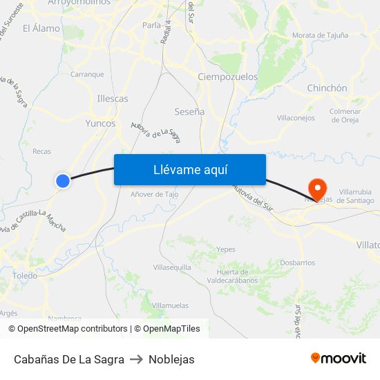 Cabañas De La Sagra to Noblejas map