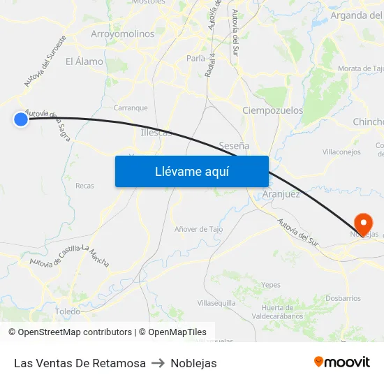 Las Ventas De Retamosa to Noblejas map
