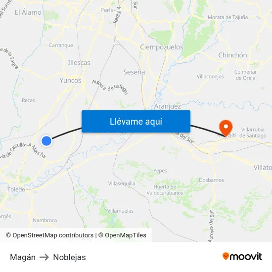 Magán to Noblejas map