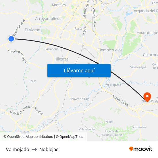 Valmojado to Noblejas map