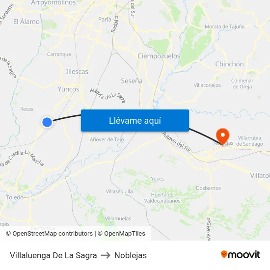 Villaluenga De La Sagra to Noblejas map