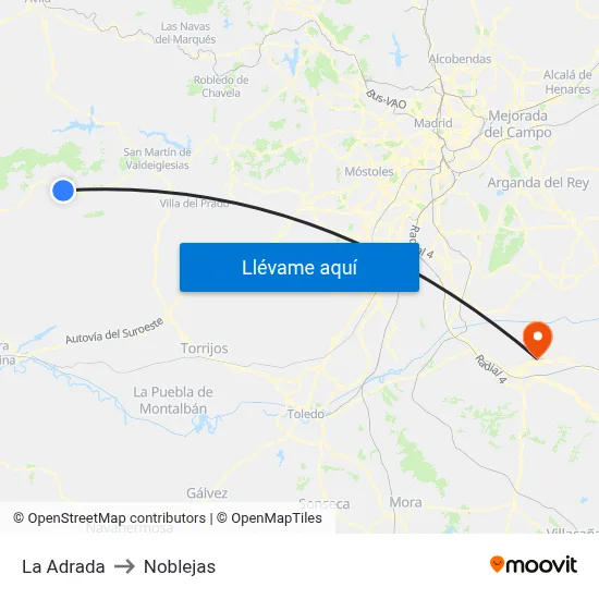 La Adrada to Noblejas map