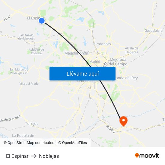 El Espinar to Noblejas map