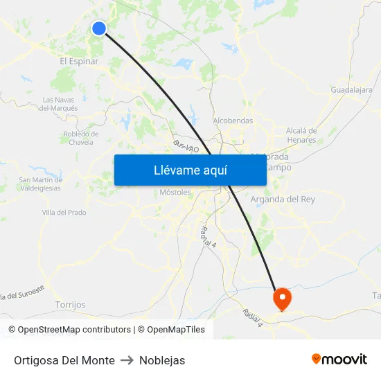 Ortigosa Del Monte to Noblejas map