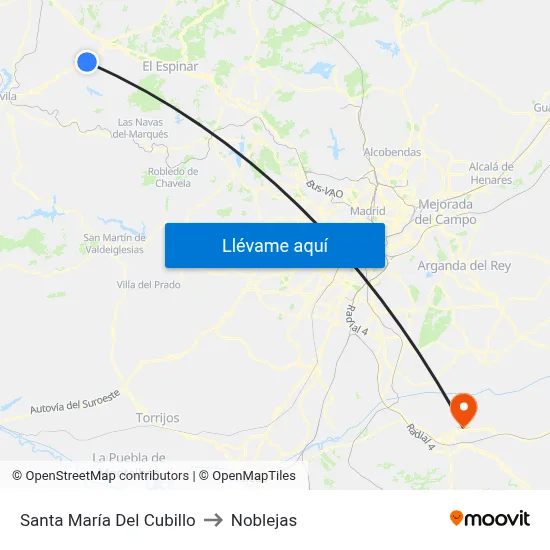 Santa María Del Cubillo to Noblejas map