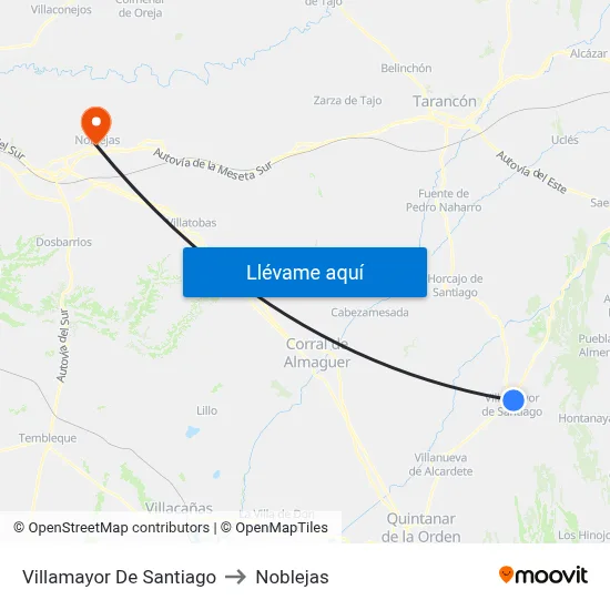 Villamayor De Santiago to Noblejas map