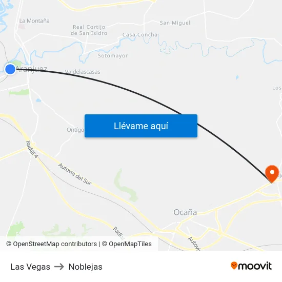 Las Vegas to Noblejas map
