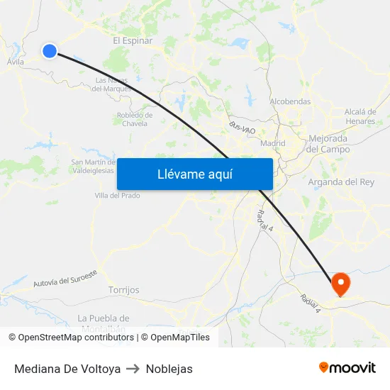 Mediana De Voltoya to Noblejas map