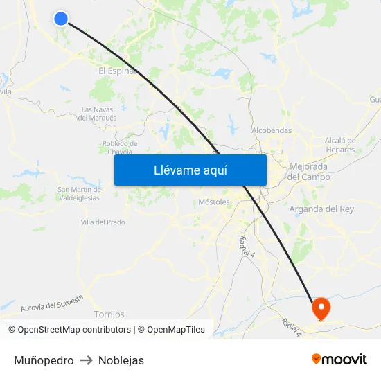 Muñopedro to Noblejas map