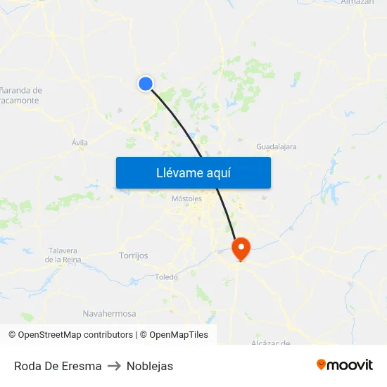 Roda De Eresma to Noblejas map