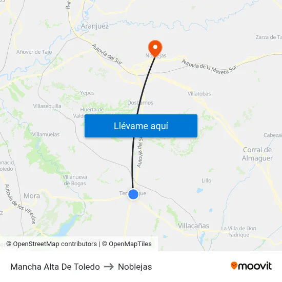 Mancha Alta De Toledo to Noblejas map