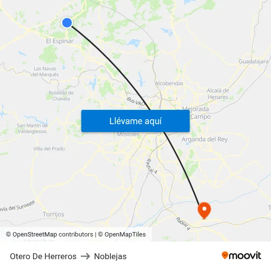 Otero De Herreros to Noblejas map
