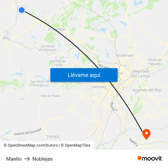 Maello to Noblejas map