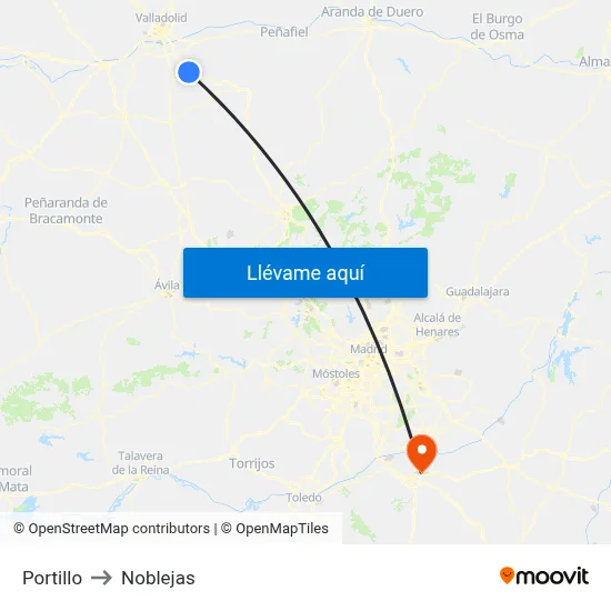 Portillo to Noblejas map