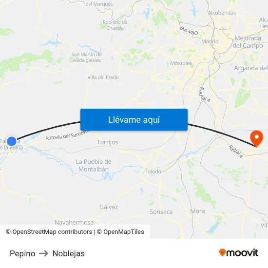 Pepino to Noblejas map