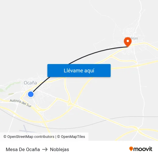 Mesa De Ocaña to Noblejas map
