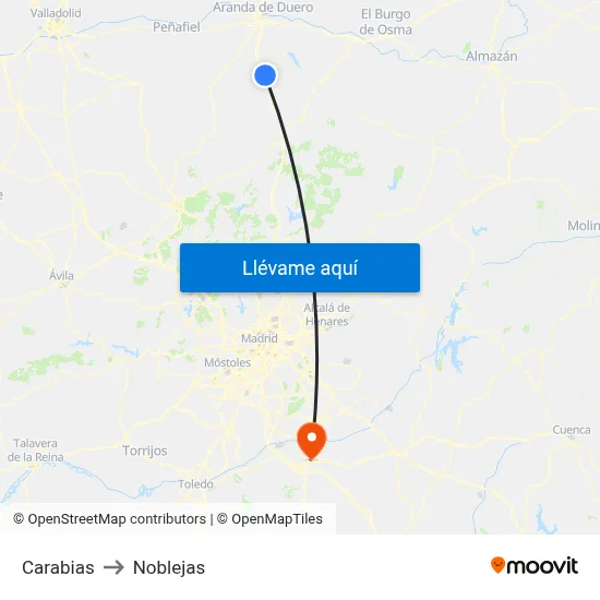 Carabias to Noblejas map