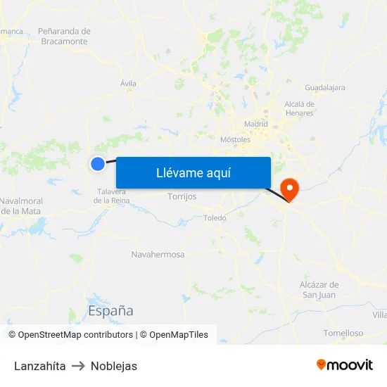 Lanzahíta to Noblejas map