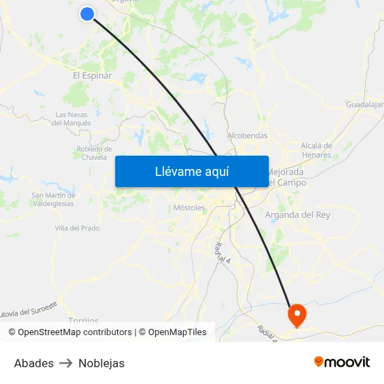 Abades to Noblejas map