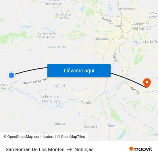 San Román De Los Montes to Noblejas map