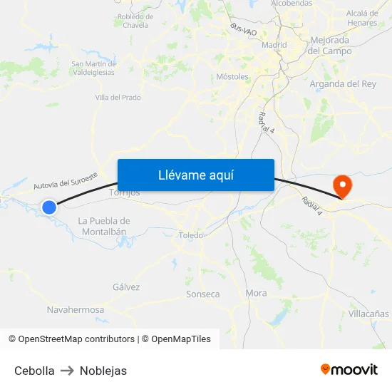 Cebolla to Noblejas map