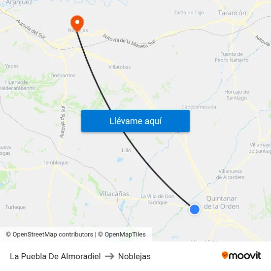La Puebla De Almoradiel to Noblejas map