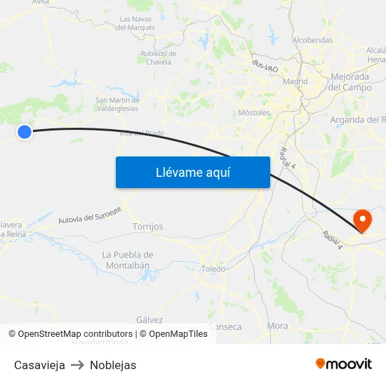 Casavieja to Noblejas map