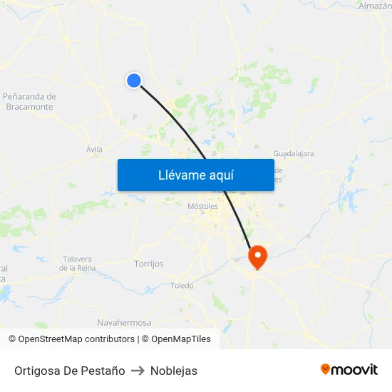 Ortigosa De Pestaño to Noblejas map