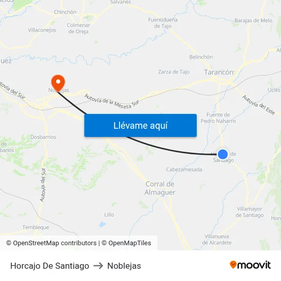 Horcajo De Santiago to Noblejas map