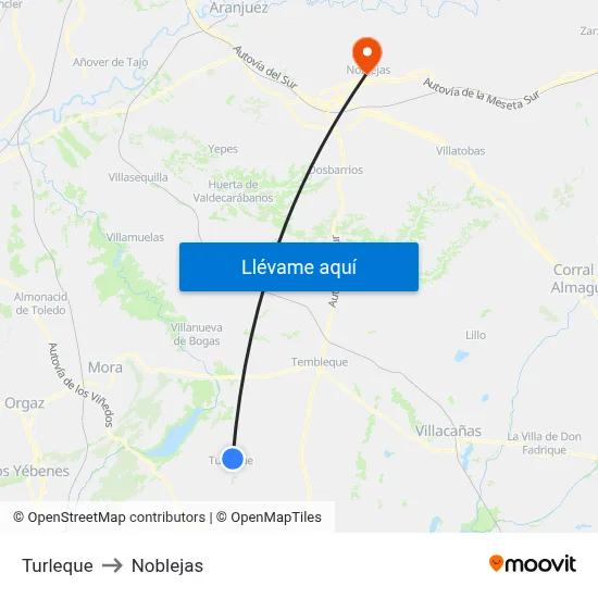Turleque to Noblejas map