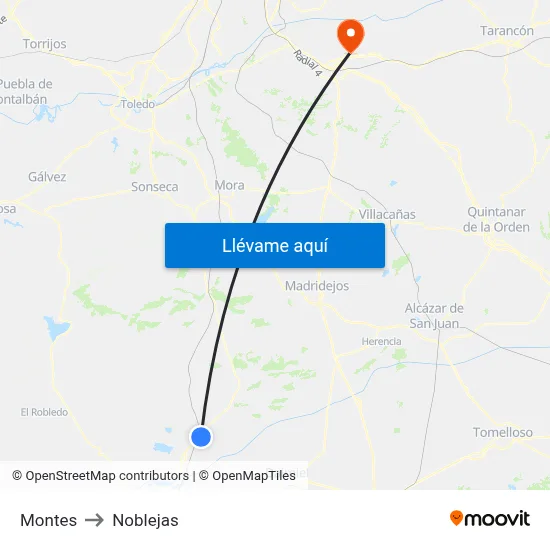 Montes to Noblejas map