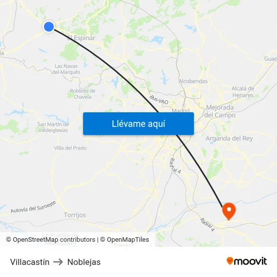 Villacastín to Noblejas map
