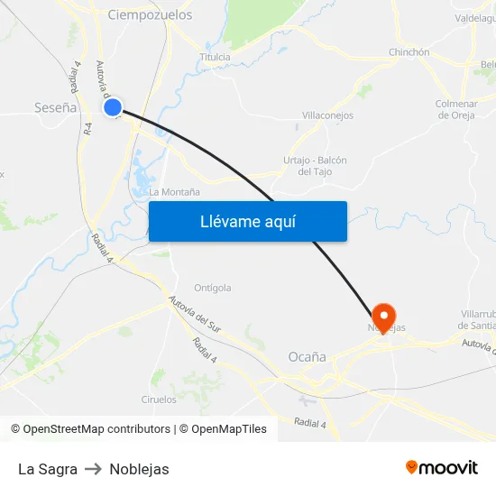 La Sagra to Noblejas map