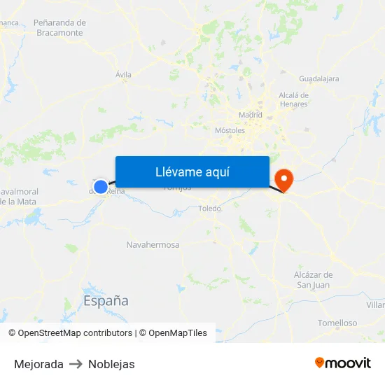 Mejorada to Noblejas map