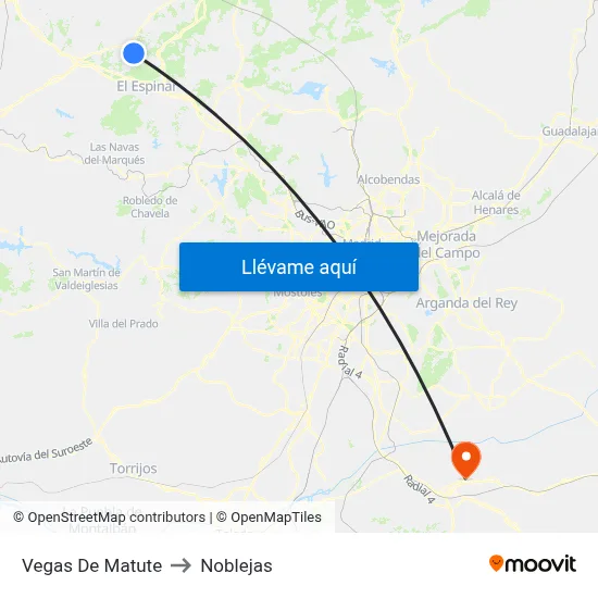 Vegas De Matute to Noblejas map